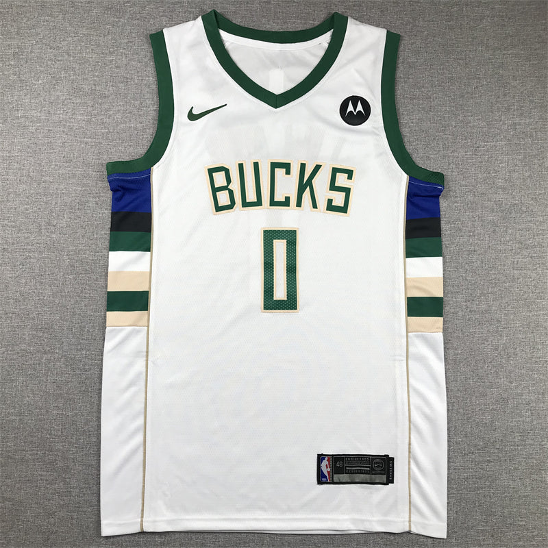 Men's Milwaukee Bucks Damian Lillard #0 White Fast Break Player Jersey - Association Edition