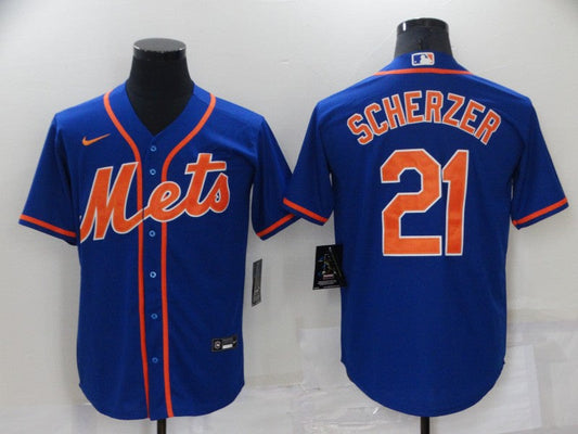 Men's New York Mets Max Scherzer #21 Blue Replica Baseball Jersey