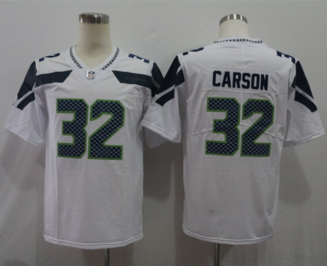 Men's Seattle Seahawks Chris Carson #32 White Game Jersey