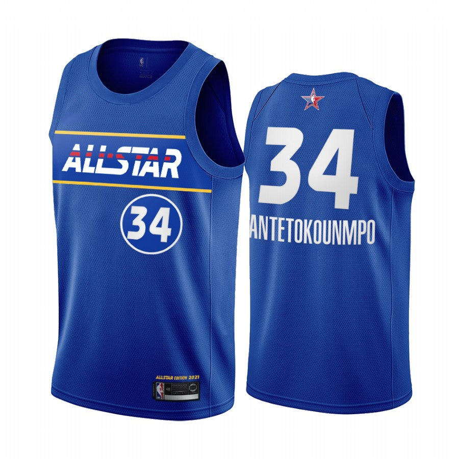 Men's Milwaukee Bucks #34 Giannis Antetokounmpo ALL STAR Jersey 2021 Stitched