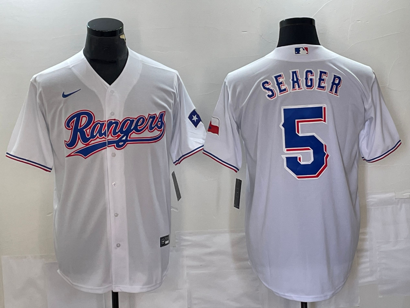 Men's Texas Rangers Corey Seager #5 White Replica Baseball Jersey