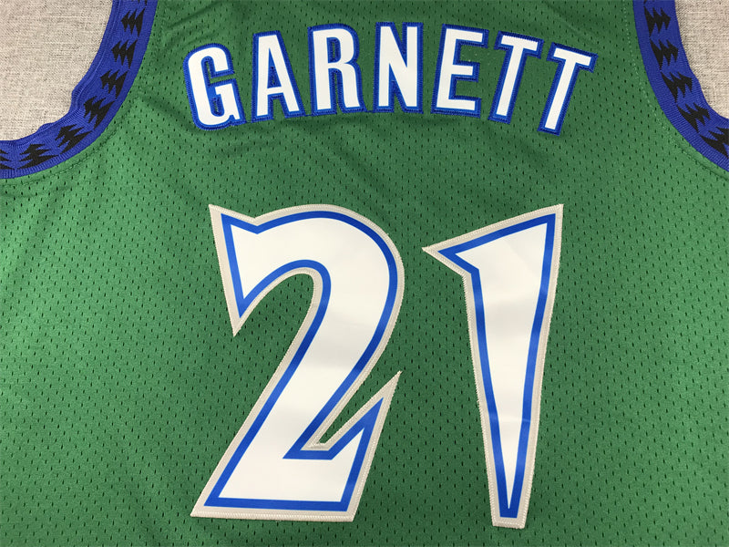 Men's Minnesota Timberwolves Kevin Garnett #21 Green Hardwood Classics Swingman Jersey