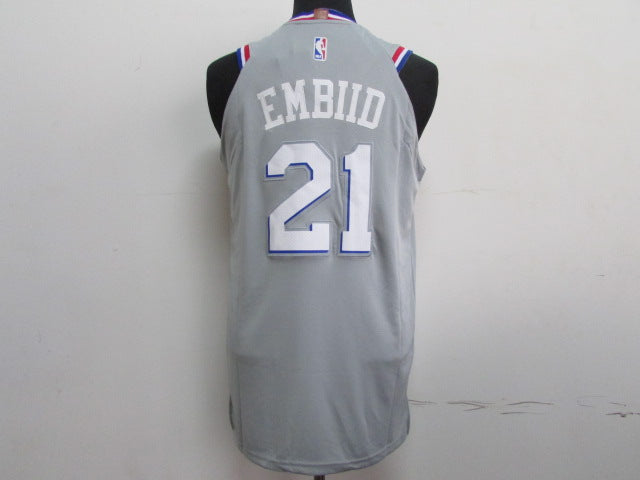 Men's Philadelphia 76ers Joel Embiid #21 NBA Gray Replica Jersey