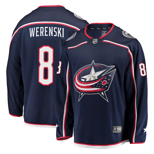 Men's Columbus Blue Jackets Zach Werenski #8 Navy Breakaway Jersey