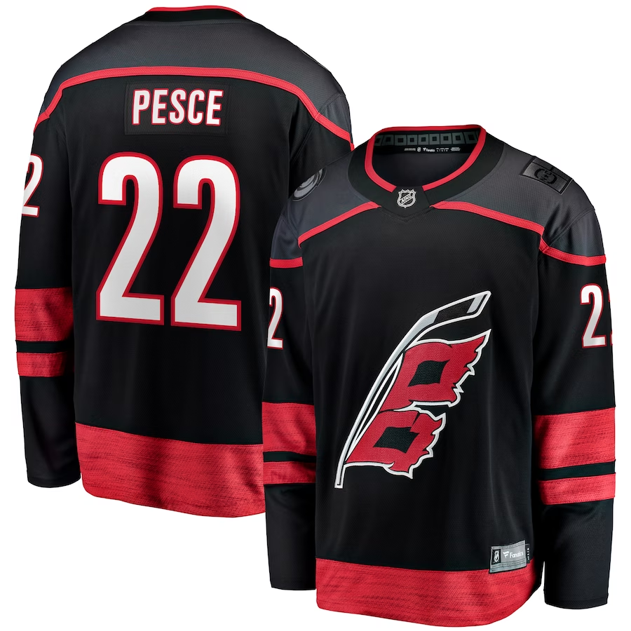 Men's Carolina Hurricanes Brett Pesce #22 Black Player Game Jersey