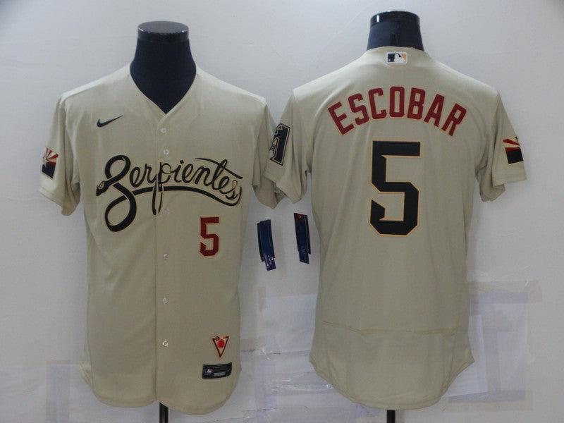 Men's Arizona Diamondbacks Eduardo Escobar #5 Beige Replica Baseball Jersey