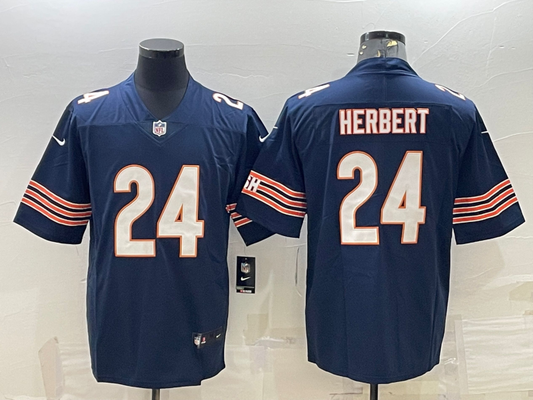 Men's Chicago Bears Khalil Herbert #24 Navy Game Jersey