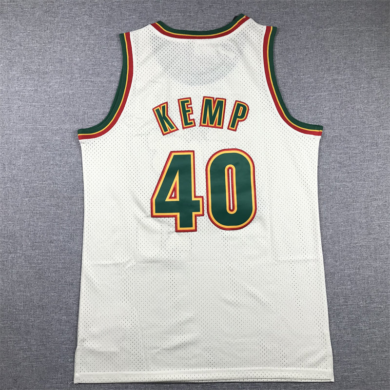 Men's Seattle Supersonics Shawn Kemp #40 Cream Chainstitch Swingman Jersey