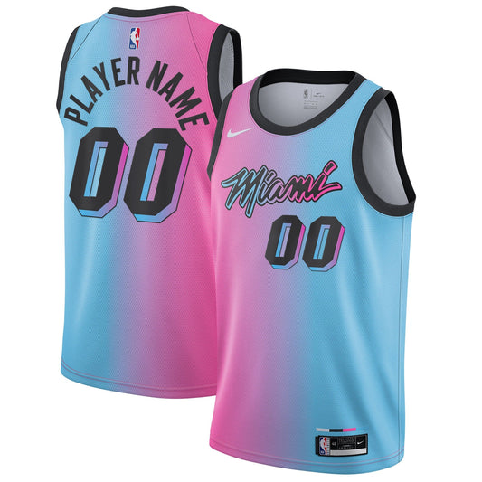 Miami Heat Custom Pink/Blue Swingman Jersey - City Edition